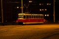 Old tramway at the end of the line at night