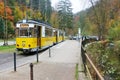 The old tramway at the station Lichtenhainer waterfall of kirnitzschtalbahn. Bad Schandau, Saxony, Germany