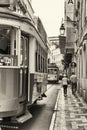 An old tramway in the streets of Lisbon.