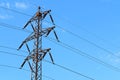 Old transmission tower also power tower or electricity pylon wit Royalty Free Stock Photo