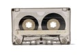 An old transparent audio cassette for a tape recorder isolated on a white background Royalty Free Stock Photo