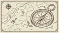 Old Treasure Map and Compass, Guiding Explorers to Riches, vector design Generative AI Royalty Free Stock Photo
