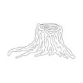 Old tree stump outline simple doodle vector illustration, linear hand drawn image environment concept Royalty Free Stock Photo