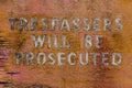Old Trespassers sign Royalty Free Stock Photo