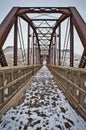 Old trestle footbridge in winter