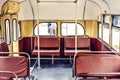 Old trolleybus interior with retro seats
