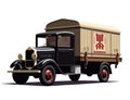 Old truck of asian shipping company - cool vintage truck illustration