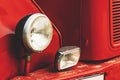 Old truck headlight, vintage transportation vehicle detail Royalty Free Stock Photo