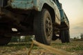 Old truck parked in rice fields in Thailand Royalty Free Stock Photo