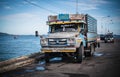 An old truck parked at the Saphan Pla Pier, Sriracha District, Thailand Royalty Free Stock Photo