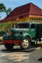 Old truck & x22;DOGDE& x22; portrait in dark green