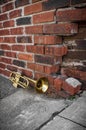 Old Trumpet Brick Wall Royalty Free Stock Photo