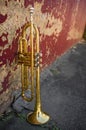 Old Trumpet Brick Wall Royalty Free Stock Photo