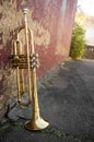 Old Trumpet Brick Wall Royalty Free Stock Photo