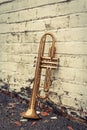 Old Trumpet Brick Wall Royalty Free Stock Photo