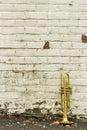 Old Trumpet Brick Wall Royalty Free Stock Photo