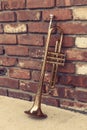 Old Trumpet Brick Wall Royalty Free Stock Photo