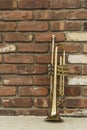 Old Trumpet Brick Wall Royalty Free Stock Photo