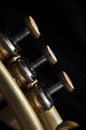 old trumpet valves close up Royalty Free Stock Photo