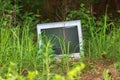 Television dumped in grass on road side Royalty Free Stock Photo