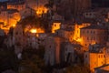 Old tuff town Sorano at night