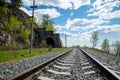 Old tunnel on Circum-Baikal Railway, lake Baikal.  Baikal. Royalty Free Stock Photo