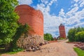 Old Turaida castle with tower in a sunny day. Summer landscape. Gauja national park, Sigulda, Latvia Royalty Free Stock Photo