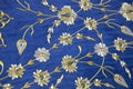 Old Turkish embroidered fabric with golden geometric and floral decorations Royalty Free Stock Photo