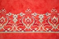 Old Turkish red carpet with geometric and floral decorations Royalty Free Stock Photo