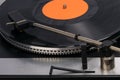 old turntable for musical vinyl records  side view close-up Royalty Free Stock Photo