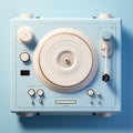 old turntable player with lp vinyl record top view. Royalty Free Stock Photo