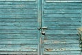 Old turquoise wooden door background Royalty Free Stock Photo