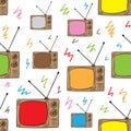 Old tv colorful seamless white Royalty Free Stock Photo