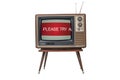Old tv with error message Please try Again, isolated on white background - generated by ai Royalty Free Stock Photo