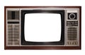 Old TV with frame screen isolate on white with clipping path for object Royalty Free Stock Photo