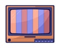 Old tv no signal screen flat line color isolated vector object