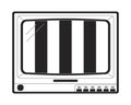 Old tv no signal screen flat monochrome isolated vector object