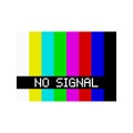 Old TV no signal screen. No signal TV test pattern. Vector illustration