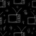 Old tv sketch seamless black Royalty Free Stock Photo