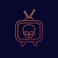 old tv with a skull line icon