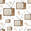 Old tv and smile seamles Royalty Free Stock Photo