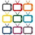 Old TV Television icons set