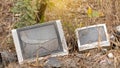 2 old TVs that have been dumped Royalty Free Stock Photo