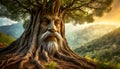 Old Twisted Roots Transforming into the Face of an Old Man and a Tree - Generative Ai Royalty Free Stock Photo