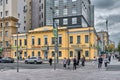 Old two story house on the corner of Tsvetnoy Boulevard, where in the 50s there was a small cinema Express, landmark: Moscow,