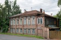 An old two-story wooden residential building