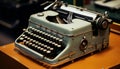 Old typewriter, close up of rusty metal machinery generated by AI Royalty Free Stock Photo