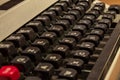 An old typewriter, with its keys and arms with the letters of the alphabet drawn above. Royalty Free Stock Photo