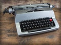 Old typewriter from seventies with paper and copy space