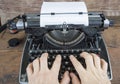 Old typewriter from seventies with paper and copy space. Royalty Free Stock Photo